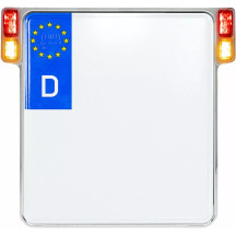 License Plate Holder 3-in-1 for EU Countries — Harley-Davidson®, red lens, billet aluminum