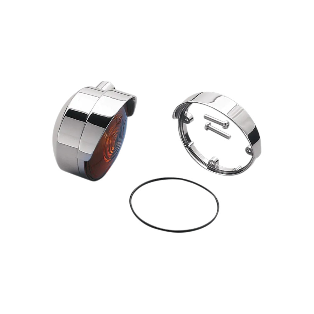 Viseras fundidas para intermitentes — 82.6 mm (3-1/4"), Delantero/Trasero, Cromo