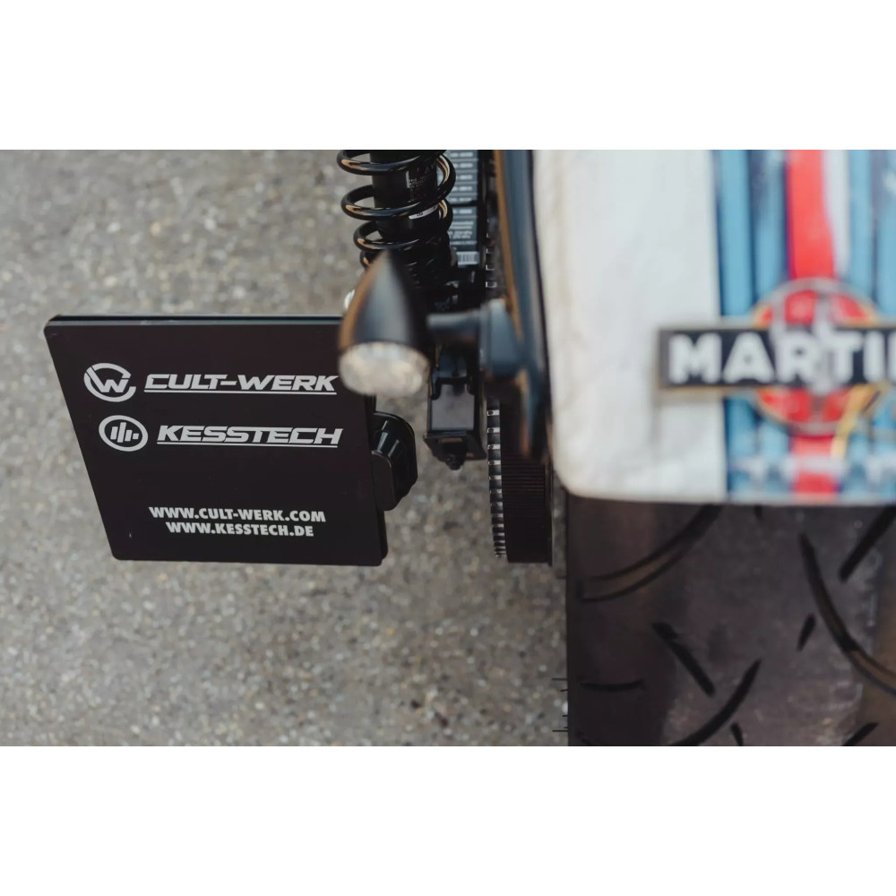 License Plate Holder RH975 — 20 cm H, 18 cm W, Black, rear mount, LED