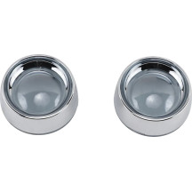 Deep-Dish Bezels with Lens for Bullet Turn Signals — Smoke lens, Chrome housing, Pair
