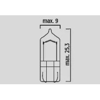 Filament Glass Wedge Bulbs — 12V 5W, W2.1×9.5d (W5W/168/T10), 10 pack