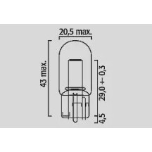 Filament Glass Wedge Bulbs — 12V, 21W/5W, W3X16Q, 10 pack