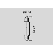 Festoons — 35 mm, 12V 10W, SV8.5, 10 Pack
