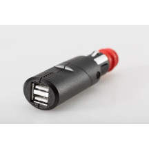 Toma de carga doble USB con enchufe universal — 12 V, 2.1 A, negro