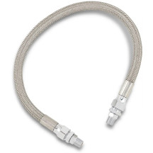 Universal Stainless Steel Braided Oil Line — 1/8" NPT, 8.7 mm (11/32") ID, 40.5 cm (16"), chrome