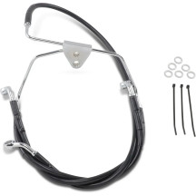 Stainless Steel Brake Line Kit — 16" (40.5 cm), 26-7/8" (68.5 cm), front, lower, upper, Black