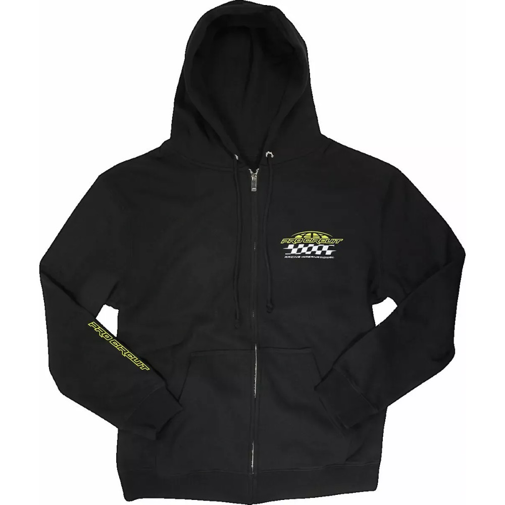 Racer Zip Hoodie — S, Regular fit, Black