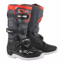 Botas Juveniles Tech 7S — EU 34, US 2, Negro/Rojo/Gris