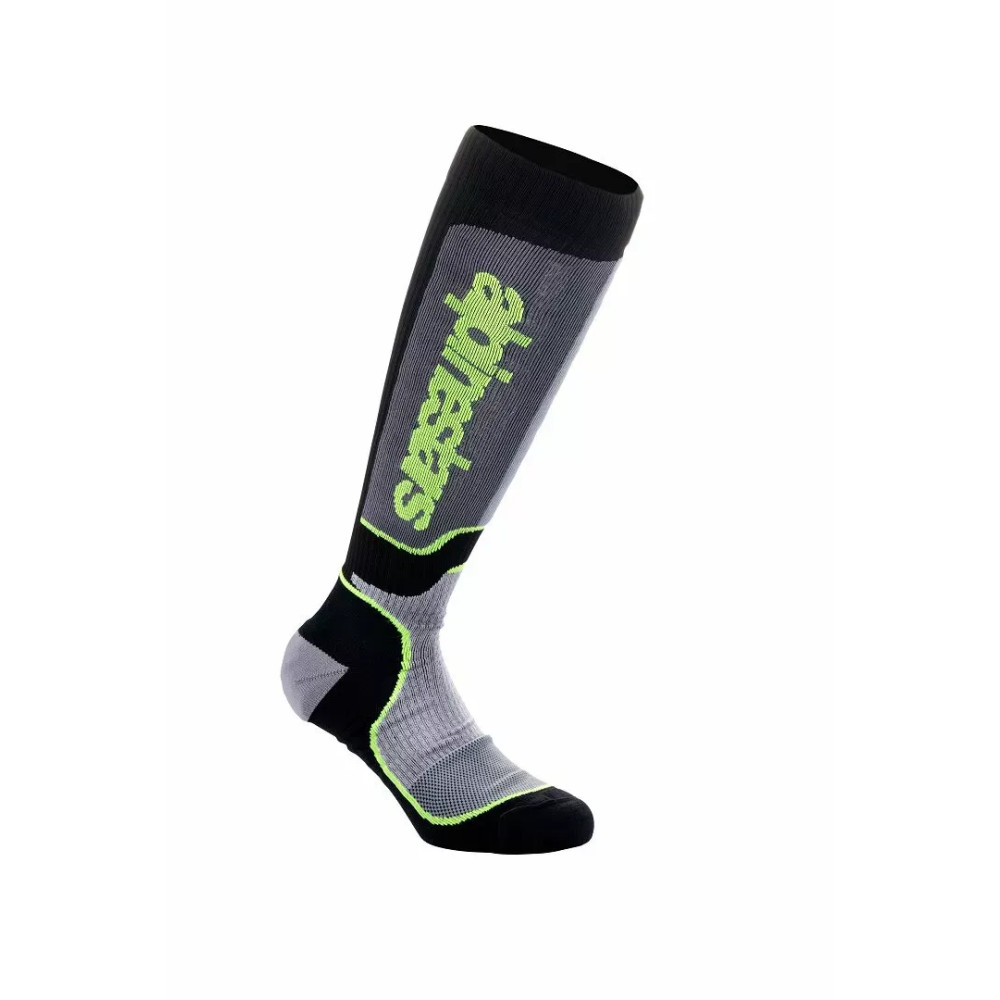 Calcetines MX Plus — Talla S, Largos, Negro/Gris/Amarillo