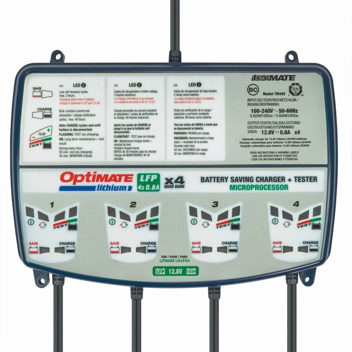 OptiMate Lithium LFP 4s 0.8A Quad Bank — 12.8V 0.8A, 4 charging banks