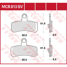 SV Series Sindered Brake Pads — 88.6 mm length, 61.8 mm width, 8 mm thickness