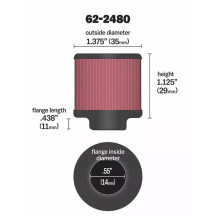 Crankcase Vent Filter — K & N, 62-2480, Chrome