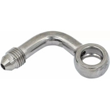Banjo Fitting — -3 hose size, 90° bend, silver