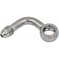 Banjo Fitting — -3 hose size, 90° bend, silver