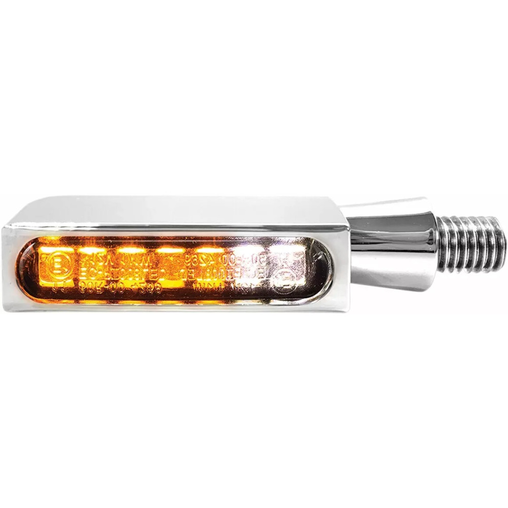 Intermitente LED — M8 x 20 roscado, carcasa cromada, lente ámbar o blanco