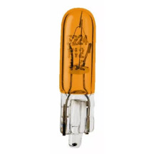 Filament Glass Wedge Bulbs — W2.1x9.5d socket, 12V, 5W, amber, 10 pack