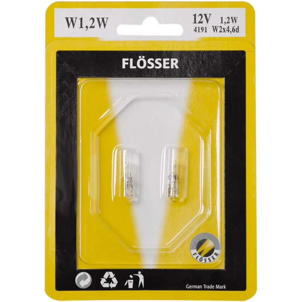 Filament Glass Wedge Bulbs — 12V, 2.3W, W2X4,6D, 10-pack