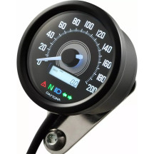 Speedometer — Black face, Aluminum housing, Blue/white readout