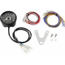 Speedometer — Black face, Aluminum housing, Blue/white readout