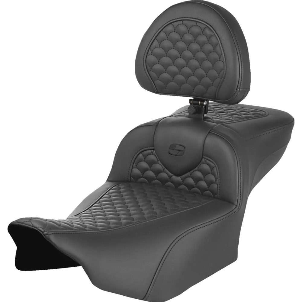 Dragon Scale Stitch Roadsofa™ Seat — 30.5" overall, 17.5" driver length, 14" driver width, Black