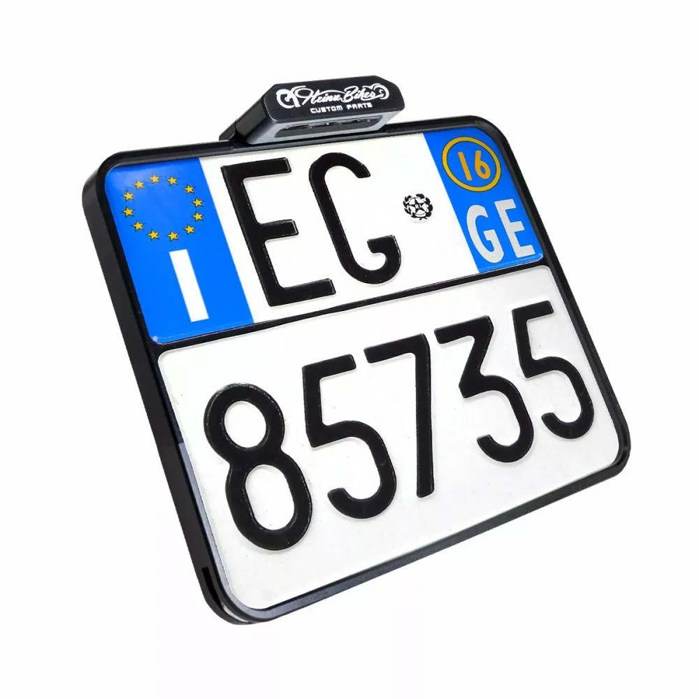 Placa de matrícula con luz trasera — 12V, negro