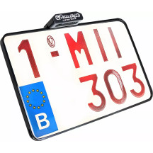 Portamatrículas con luz trasera — 12V, montaje con pernos, negro