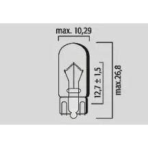 Filament Glass Wedge Bulbs — 12V 3W, W2.1x9.5d, 10-pack