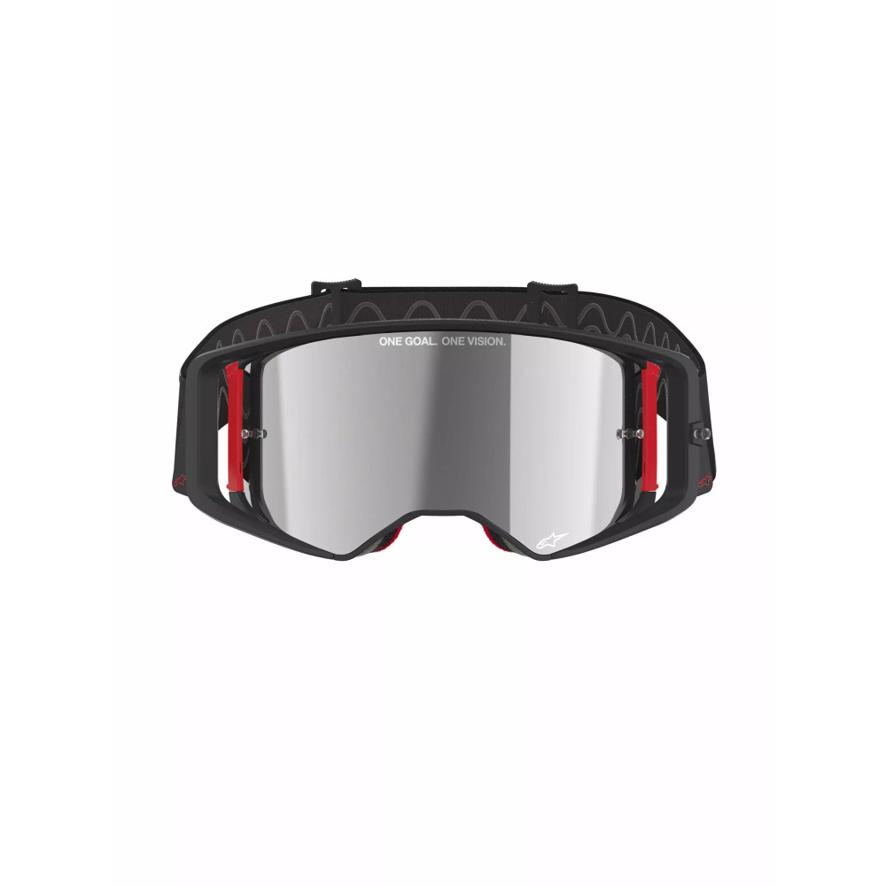 Supertech Corp Goggle — One Size, Black/Red, Mirrored silver lens, Roll-Off compatible