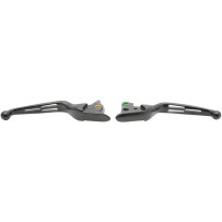 Slotted Wide Blade Lever Set — Matte Black, Brake & Clutch, Pair