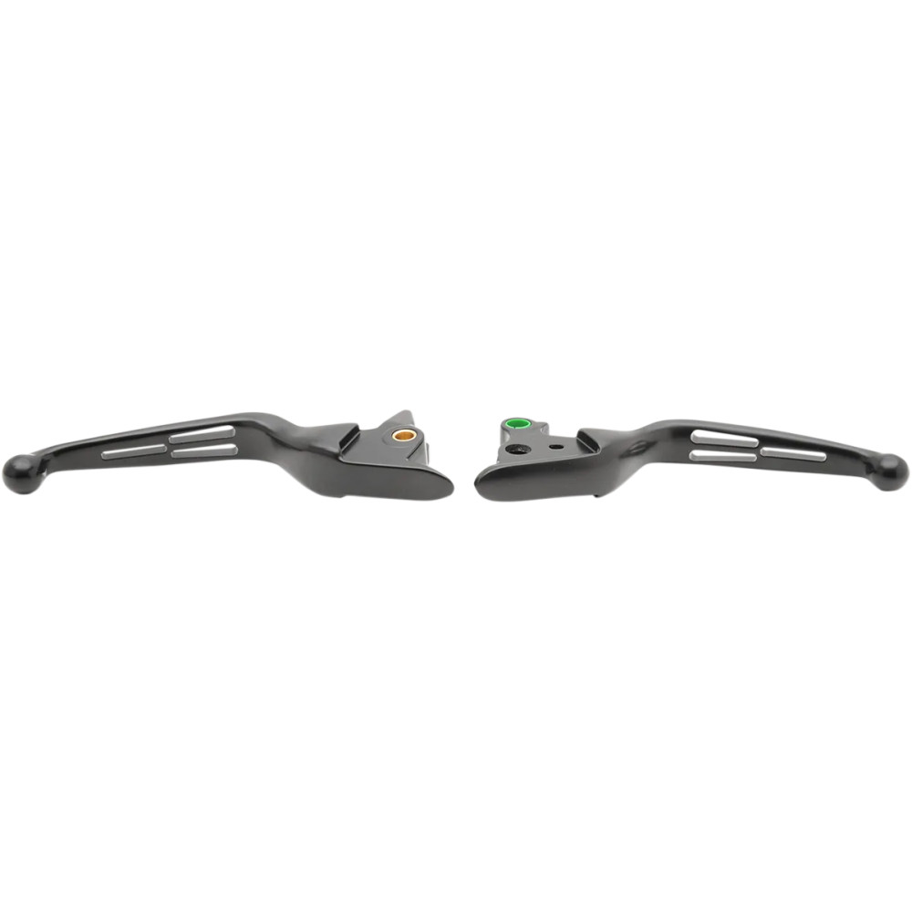Slotted Wide Blade Lever Set — Matte Black, Brake & Clutch, Pair