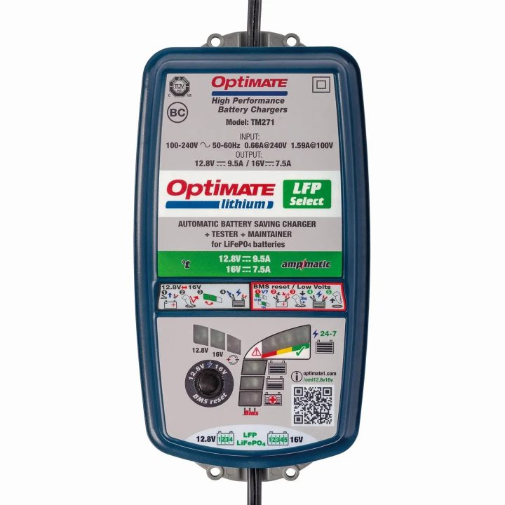 OptiMate Lithium LFP 4S 9A/5S 7A — 12.8V 9.5A, 16V 7A
