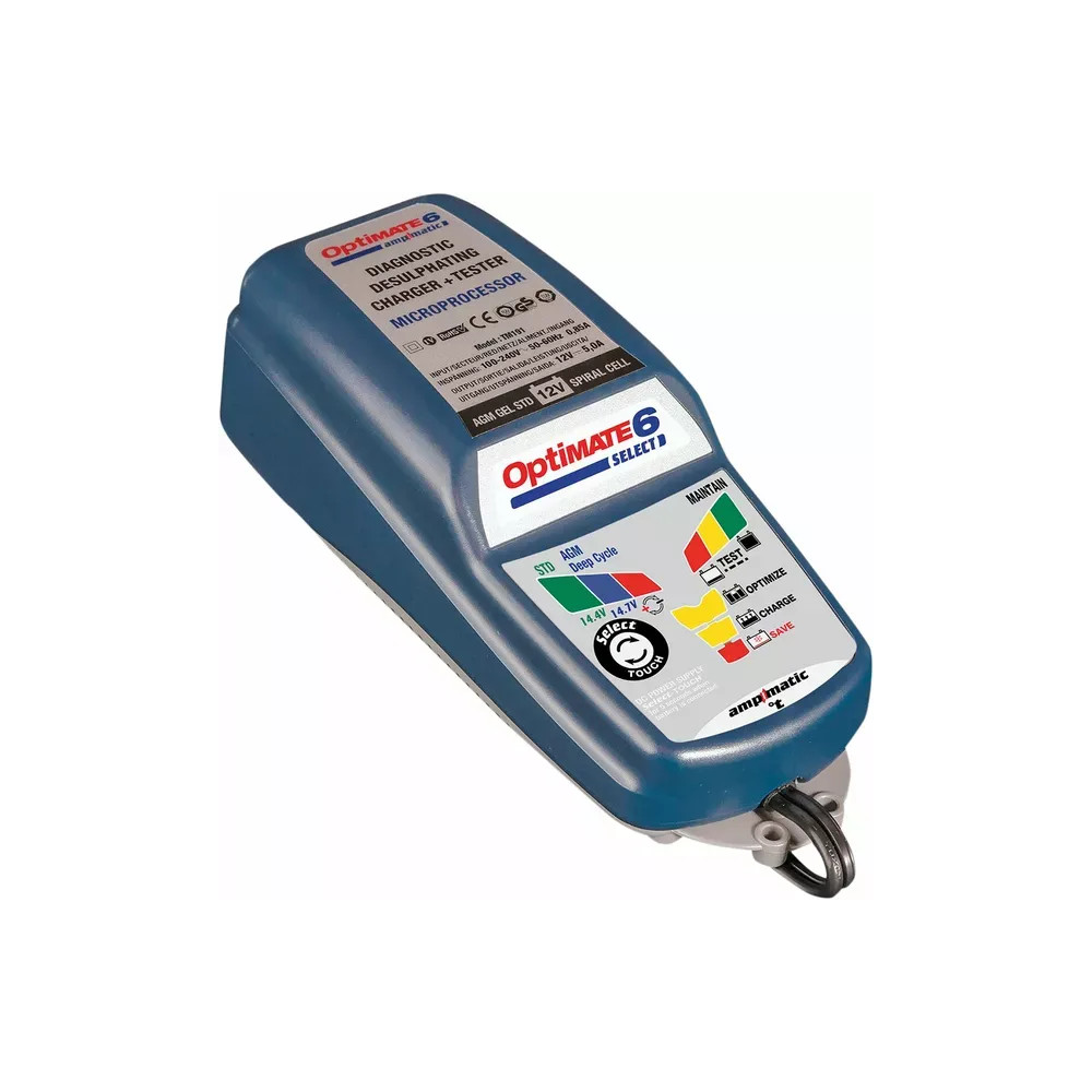 Optimate 6 Select Battery Charger/Power Supply — 12V, 5A (Ampmatic) 14.4/14.7V, Silver