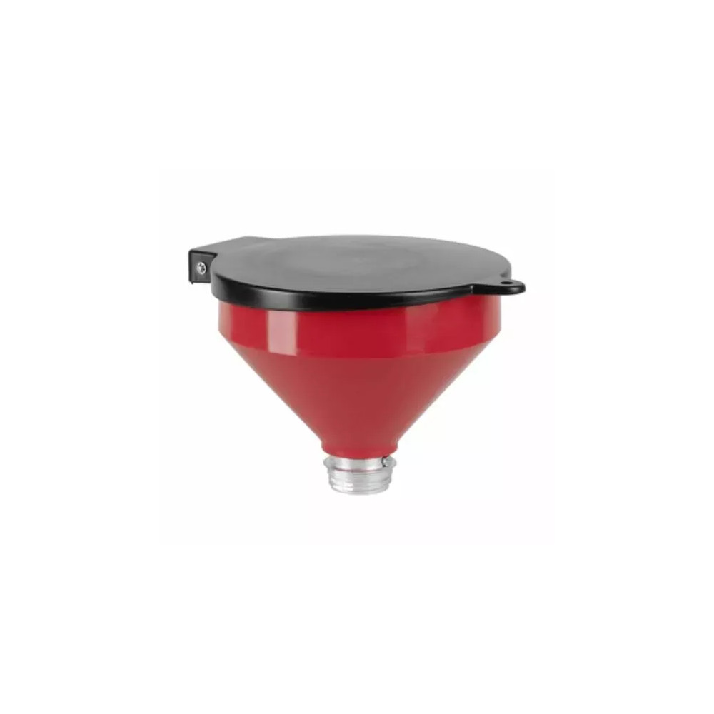 Embudo con tapa bloqueable — 3,2 l, Ø 250 mm, G 2" macho, rojo