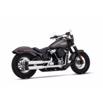 Silenciadores Slip-On dobles de 3.5" para Softails — cromado, tapas negras