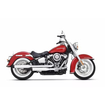 Silenciadores Slip-On dobles de 3,5" para Softails — 3,5" de diámetro, montaje derecho, cromo con tapas negras