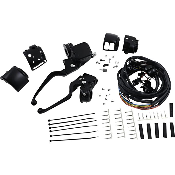 Kit de mandos para manillar — 14,3 mm (9/16") de diámetro, 25,4 mm (1") de sujeción, hidráulico, negro mate