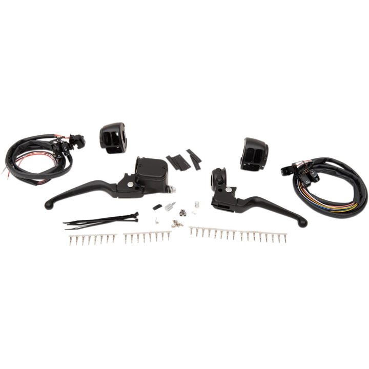 Kit de mandos de manillar — abrazadera 25.4 mm (1"), diámetro 17.5 mm (11/16"), negro mate