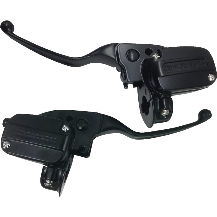 Conjunto de palancas de freno/embrague — abrazadera 25.4 mm, pistón 15 mm (freno/embrague), negro mate