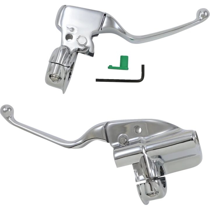 Conjunto de palancas de freno y embrague — abrazadera 25.4 mm, diámetro 12.7 mm (1/2\"), cromado, ABS