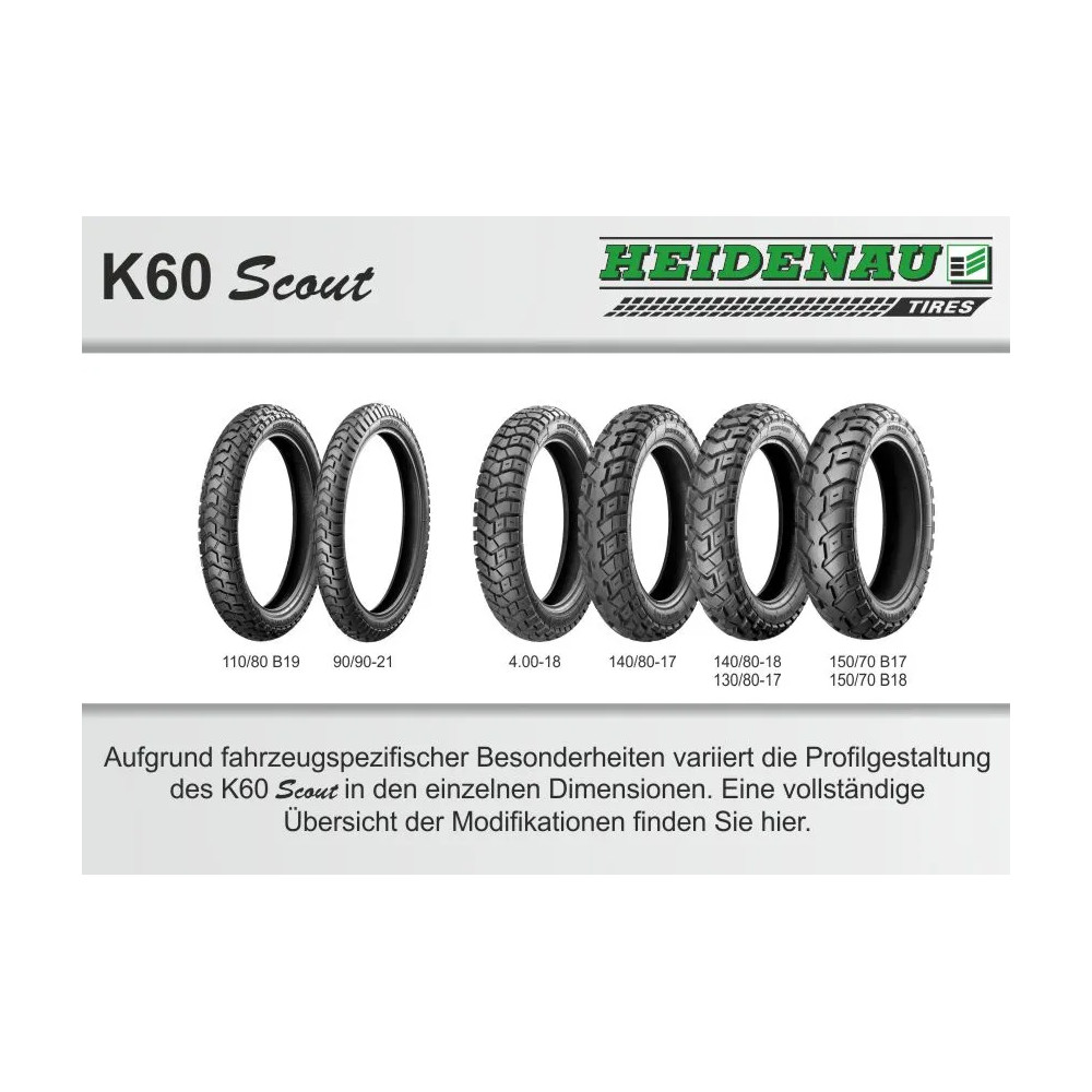 Neumático K60 Scout — 140/80-17, 69T