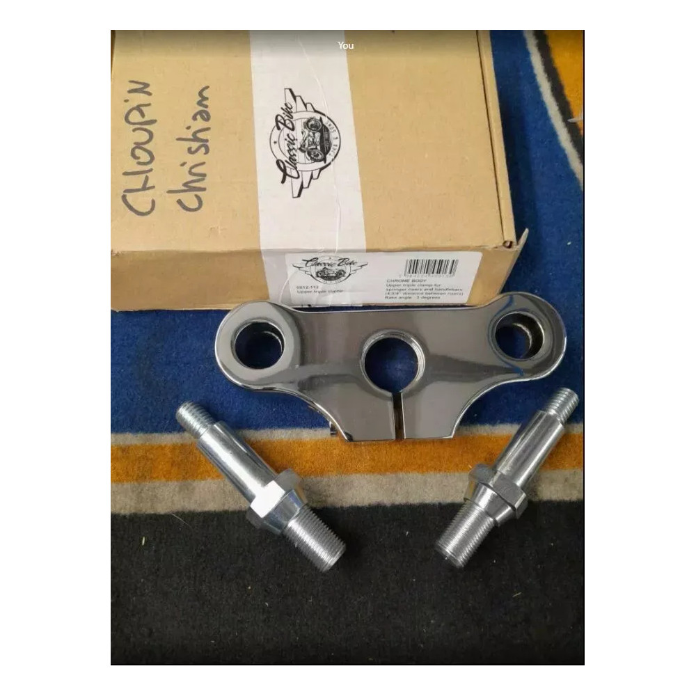 Upper triple clamp — 3° rake, upper mount, chrome