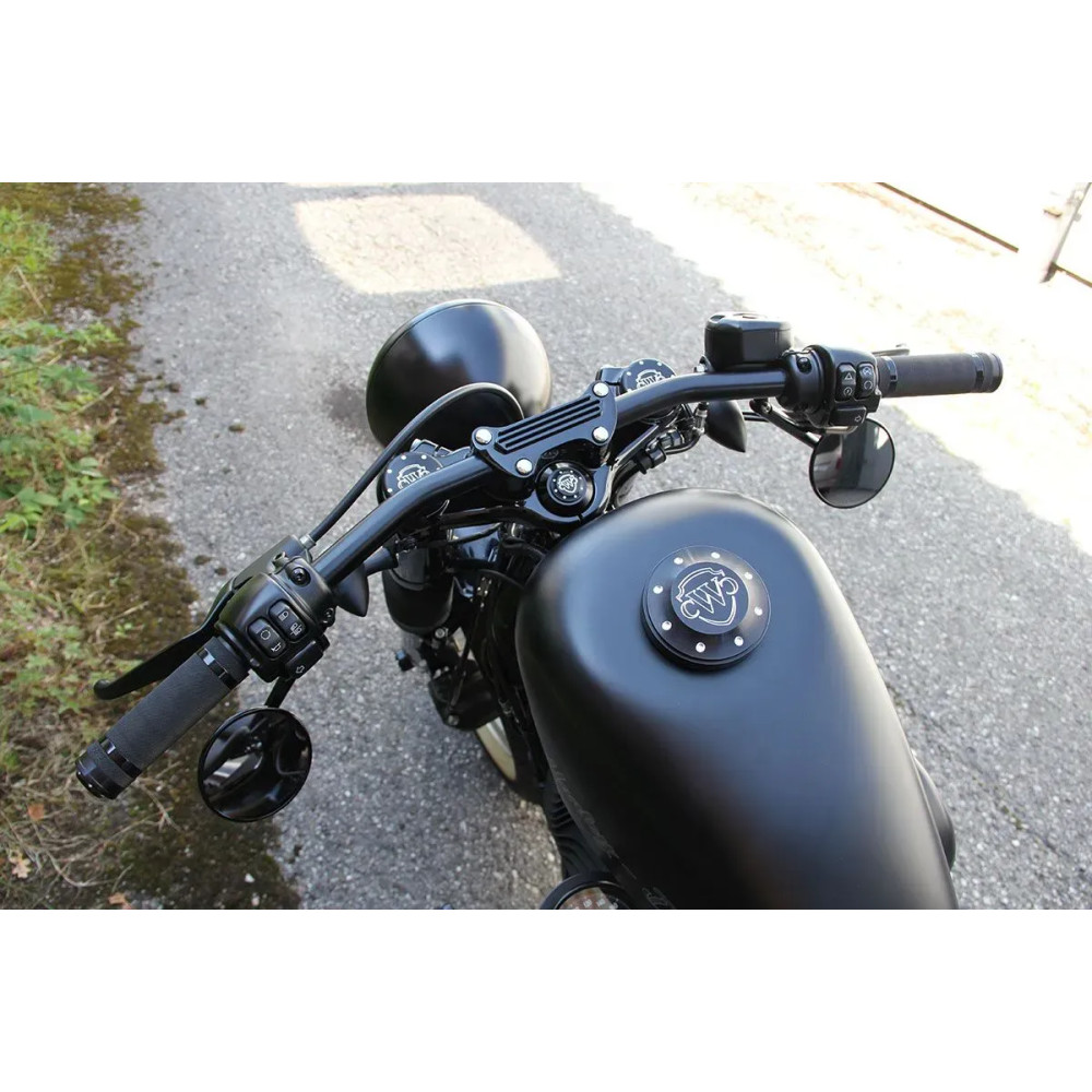 Handlebar Clamp For Harley Sportster — Riser mount, Black