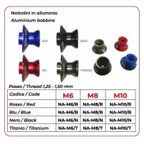 Aluminum Bobbins — Swingarm, Blue, NA-M6/B, Pair