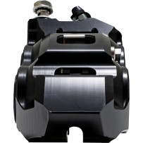 Race Series Monobloc Caliper — Left mount, anodized black, silver, billet aluminum
