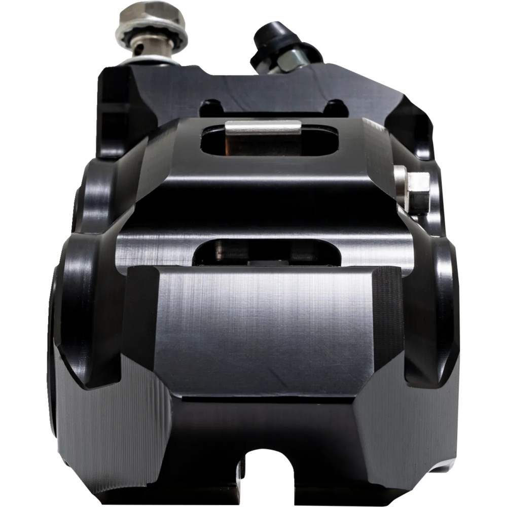 Race Series Monobloc Caliper — Left mount, anodized black, silver, billet aluminum