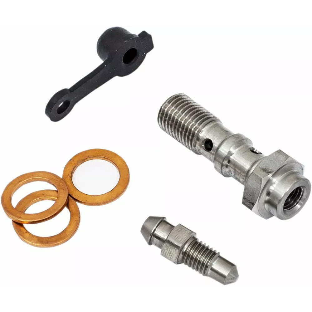 Banjo Bolt with Bleed Nipple — M10 x 1.25, Chrome