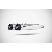 4.33 Inches Slash-Cut Slip-Ons Muffler for HD-TOURING E5 — polished stainless steel, black end cap, 2 slip-on