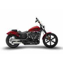 Silenciador Overlapped Slip-Ons para HD-SOFTAIL M8 — 2 Slip-On, acero inoxidable, tapas finales negras