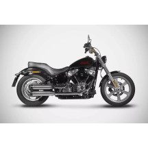 Silenciador Overlapped Slip-Ons para HD-SOFTAIL M8 — 2 Slip-On, acero inoxidable, tapas finales negras