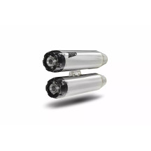 Silenciador Overlapped Slip-Ons para HD-SOFTAIL M8 — 2 Slip-On, acero inoxidable, tapas finales negras